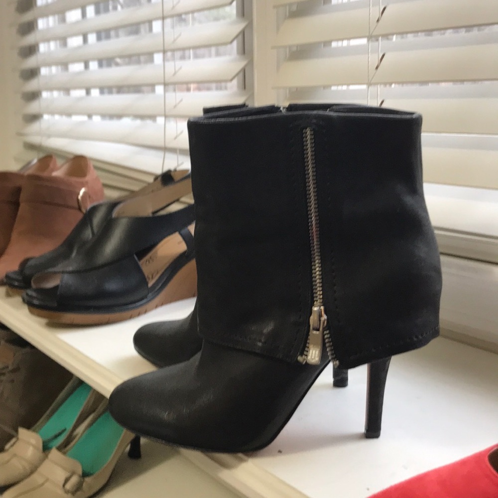 Vince Camuto black leather boots.  8m.